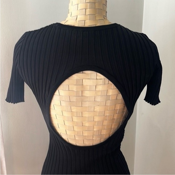 Good American Ribbed Cutout Bodycon Mini Dress In Black - Picture 6 of 9